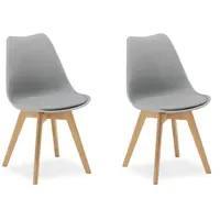 Homestyle4u Esszimmerstuhl Holz Kunststoff gepolstert grau 2er Set
