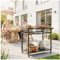 Outsunny Grillwagen, Schwarz Metall 50.5x88x113 cm Grills & Outdoor-Küchen,
