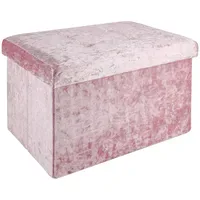 Intirilife Sitzbank 49x30x30 cm in Samt Rosé - Sitzwürfel
