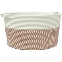 VidaXL Aufbewahrungskorb Ø40 x 25 cm Braun/Weiß Baumwolle