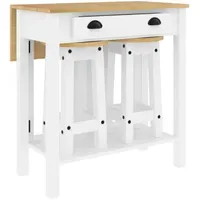 VidaXL 3-tlg. Bar-Set Weiß Massivholz Kiefer