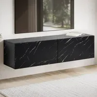 FineBuy Lowboard 120x30x30 cm Schwarz Metall/MDF/Spanplatte/Melamin