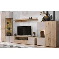 Inn.furn WOHNWAND Eiche, Kaschmir 4-teilig 350 cm, Schrankwand inklusive