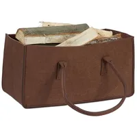 Relaxdays Kaminholztasche 2 x Filz 25 x 25 x