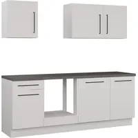 Kochstation Küchenzeile KS-Nova 220 cm Weiß/Grau