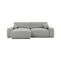 S-Style Eckcouch Webstoff mit Schlaffunktion 2-Sitzer Grau