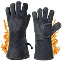 OZERO Grillhandschuhe 35,5 cm Leder grau/schwarz
