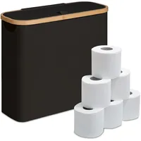 Relaxdays Toilettenpapier Aufbewahrung 12 Rollen, Hellbraun,Schwarz
