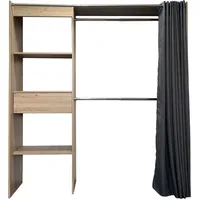 Hti-Living Garderobenschrank Offene Garderobe mit Vorhang Artisaneiche