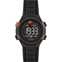 Lacoste LC33 Kids 33 mm Silikongehäuse Schwarz/Silber Silikonarmband Orange