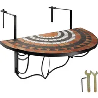 Tectake Balkontisch 75 x 65 x 62 cm Terracotta/Weiß