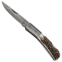 Budoten Damast-Taschenmesser Hirschhorn (42971)