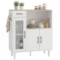 Homcom Sideboard 80 x 91 x 34 cm Weiß/Eiche
