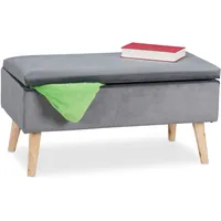 Relaxdays Sitzbank Samt Grau 80 x 40 x 48