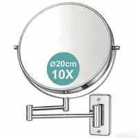 Relaxdays Kosmetikspiegel, Wandmontage, 10-fach Vergrößerung, 360° drehbar, Ø 20