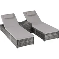 Tectake Rattan-Doppelliege Sonnenliege 196 x 62 x 0 cm