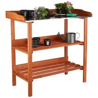 Relaxdays Pflanztisch mit Metallplatte Orange