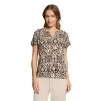 Cartoon Shirtbluse mit Rüschen Patch Braun/Cream 42