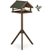 Relaxdays Vogelfutterhaus mit Ständer Dunkelbraun,Dunkelgrün