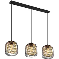 GLOBO Pendelleuchte 3-flg. 18 cm Industrial Metall Schwarz/Gold