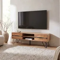 FineBuy TV Board Lowboard 160 cm Braun Massivholz
