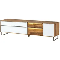 MASSIVMOEBEL24.DE Wien Lowboard 200x43x52 cm Weiß/Glas