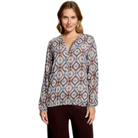 Cartoon Schlupfbluse mit Muster Blau/Weiß 40
