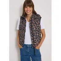Cecil Steppweste mit Kapuze Animal-Print/Braun L