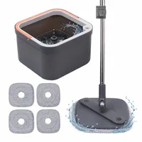 Relaxdays Wischmopp Set mit Frischwassertank Grau/Rosa
