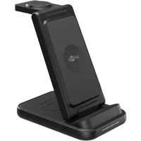 Goobay Kabelloses 3in1-Ladegerät, 15 W schwarz