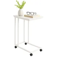 Relaxdays Beistelltisch mit Rollen C-Form, Weiß
