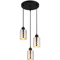 GLOBO Pendelleuchte 3-flg. D 29 cm Schwarz/Glas/Metall