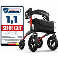 Eloneo Rollator Outdoor mit Sitz Luftbereifung rot