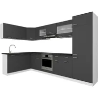 VCM Winkelküche L-Form 505 cm Weiß/Anthrazit