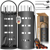 Kesser Kaminbesteck Set 5-teilig Edelstahl inkl. Ständer Schwarz