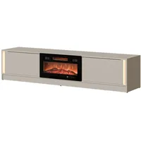 Mirjan24 Mizu TV-Lowboard 180 cm Beige Glas/Holz/PVC/Melamin/Holzwerkstoff