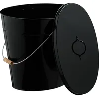Relaxdays Ascheeimer Stahl 18,5L mit Deckel Schwarz