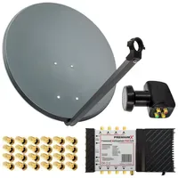 PremiumX 80cm Stahl anthrazit + Quattro LNB + Multischalter