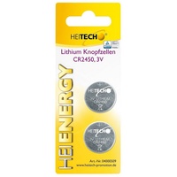 HEITECH PROMOTION GMBH 2er Pack CR2450 Lithium Knopfzellen Batterie