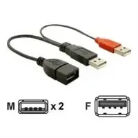 DeLock USB 2.0 Y-Anschlußkabel 2x Stecker A an Buchse