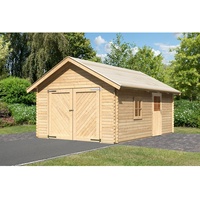 Karibu 40 mm Blockbohlen Satteldachgarage 3,87 x 5,37 m