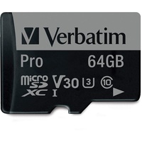 Verbatim microSDXC Pro 64GB Class 10 UHS-I U3 +