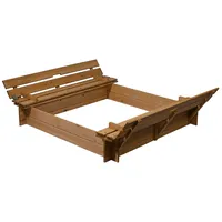 Dobar Sandkasten XL mit Deckel und Sitzbank braun (94360)