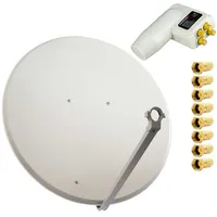 PremiumX 100cm Stahl hellgrau + PremiumX Quad LNB 