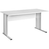 MÖBELPARTNER Schreibtisch lichtgrau rechteckig, Kufen-Gestell silber 140,0 x 65,0