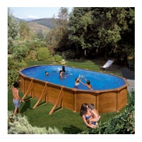 Gre Stahlwandbecken Set mit Holzaspektl oval 730 x 375
