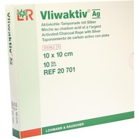 Lohmann & Rauscher Vliwaktiv AG 10x10cm Aktivkohle Tamponade.m.Silber