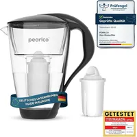 PearlCo Glas-Wasserfilter schwarz + 1 Universal Filterkartusche
