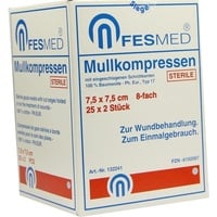 Fesmed Verbandmittel GmbH MULLKOMPRESSEN STERIL 7.5X7.5 ES 8F