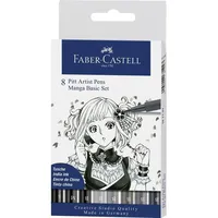 Faber-Castell Tuschestifte Pitt Artist Pens, 8er Set Manga Basic